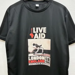 新品 クイーン ライブエイド QUEEN LIVE AID バンドTシャツ ミュージックTシャツ ブラック Mサイズ Lサイズ相当 バンティー バンT バンド ロック グランジ メタル メンズ レディース ユニセックス 半袖 夏物 夏服 ドライ ポリエステル