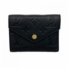 【6ad4026-k】ルイヴィトン 三つ折り財布 モノグラム・アンプラント ポルトフォイユヴィクトリーヌ M64060 ノワール【中古】レディース