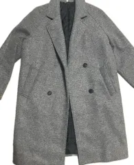 グレー ウール ダブル コート 冬コート 蝶 ヴィンテージ
