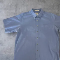 【USED】US 古着 L.L.Bean 半袖 ボタンダウンシャツ メンズ L ブルー 無地 コットン100% エルエルビーン ブルーシャツ コットンシャツ アメカジ ベーシック シンプル