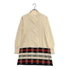 中古 レディース カステルバジャック JC de CASTELBAJAC セーター 42(L) 白×赤×紺 長袖 ハイネック チュニック丈