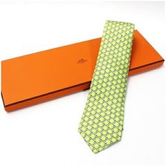 未使用級！HERMES H柄　チェーン　 シルク ネクタイ　ブラック HERMES エルメス ネクタイ Hロゴ FACONNEE H バイカラー 7cm 黒