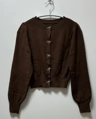 NICE CLAUP リボンボタンカーディガン