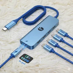 USB Cハブ 10Gbps 5-in-1 5ポート拡張USB 3.2 Gen 2 高速データ転送 変換アダプター【 4*Type-C 拡張ハブ データ転送対応のみ+100W急速 PD充電ポート】スリム設計  ポータブルUSB Cマルチポートアダプター