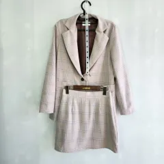 チェック柄 ピンク ジャケット スカート セットアップ Sサイズ