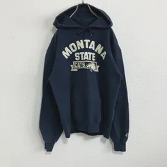 【センターロゴ】CAMPION チャンピオン　MONTANA STATE CATS プルオーバーパーカー　紺　M