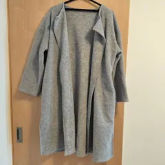 古着　グリーンパークス　フリーサイズ　灰色グレー　リブニット　トッパーカーディガン　ライトアウター　裏地無し　七分袖長袖