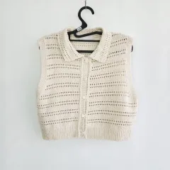 c17 ナンニング9 カラーネック ニット ベスト フリーサイズ レディース