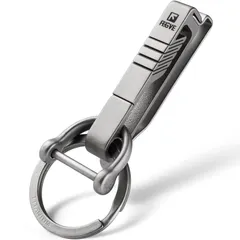 TISUR ベルトクリップ キーホルダー チタン カラビナ おしゃれ 車 自転車 バイク 家 鍵 プレゼント ギフト (BK1＊1個+ステンレス製DリングL*1個)