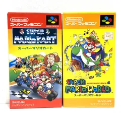 ★スーパーマリオワールド スーパーマリオカート スーパーファミコン用ソフト スーファミ 箱 説明書付属 2本 セット売り まとめ売り 動作未確認 ジャンク★006926