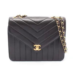 シャネル CHANEL ショルダーバッグ マドモアゼル ブラック ラムスキン（羊革） マドモアゼル Vステッチ チェーンショルダー レディース Used A
