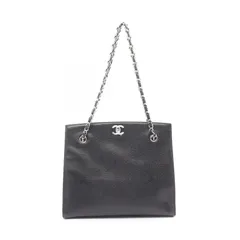 シャネル CHANEL トートバッグ ココマーク ブラック レザー カーフ（牛革） ターンロック チェーントート レディース Used A
