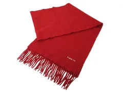 ポールカ PAULE KA マフラー ストール フリンジ カシミヤ ロゴ 刺繍 ワンポイント レッド QQQ