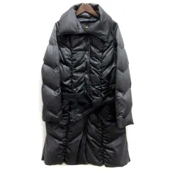 ビアッジョブルー Viaggio Blu 2WAY ノーカラー ダウンコート ベルテッド シャーリング メタリックグレー 1のサムネイル
