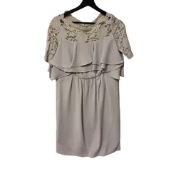 C437 kaene (カエン)パーティードレス  フリル レース 結婚式 レディース フリーサイズ グレージュ