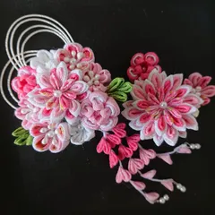 つまみ細工の髪飾りセット/ピンク系/七五三/結婚式/成人式/卒業式