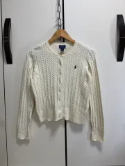 ポロラルフローレン アイボリー ケーブル編み カーディガン