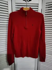 ポロラルフローレン ハーフジップアップ ウール ニット レッド