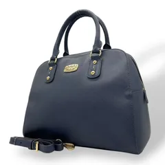 美品 MICHAEL KORS マイケルコース 2WAY ハンドバッグ ショルダーバッグ ネイビー レザー ゴールド金具 ロゴ 斜め掛け可 手提げ レディース T3
