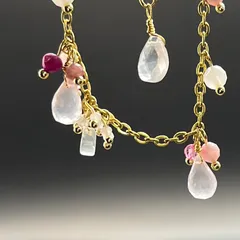 愛の石 天然石 ローズクォーツのチェーンブレスレット G316l fr725