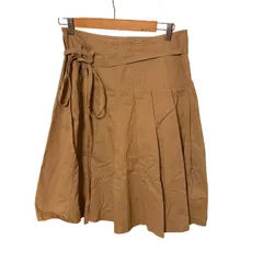  MHL コットンスカート マーガレットハウエル プリーツスカート ベージュ サイズ2  【ZK61】