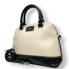 ケイトスペード シダーストリート 2WAY ハンドバッグ ショルダーバッグ 斜め掛け可 ドーム サッチェルバッグ レザー 本革 バイカラー オフホワイト ブラック レディース 通勤 通学 エレガント フェミニン 自立可 s41