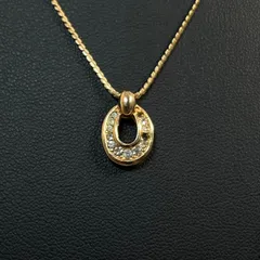 【管2601-A7】Christian Dior クリスチャンディオール  ラインストーン ネックレス  ゴールド 金色 メッキ 中古