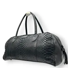 美品 イビザ IBIZA ハンドバッグ ミニボストン パイソン 蛇革 本革 ブラック 黒 タッセル 肩掛け ワンショルダー エキゾチックレザー 高級 希少 レディース 鞄 カバン 日本製 エレガント U5