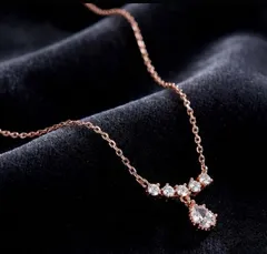 ローズゴールド 水滴 ネックレスレディース 18金コーティング 「スマイルネックレス」金属アレルギー対応 最高級キュービックジルコニア S925 純銀製 人気 華奢ネックレス ペンダント プラチナ 仕上げ レディースアクセサリー