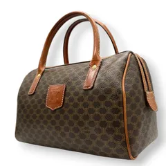 【良品】セリーヌ CELINE マカダム ミニボストン ハンドバッグ PVC レザー ブラウン 茶色 トリオンフ ブラゾン オールドセリーヌ ヴィンテージ レトロ クラシック エレガント レディース 鞄 カバン イタリア製 E