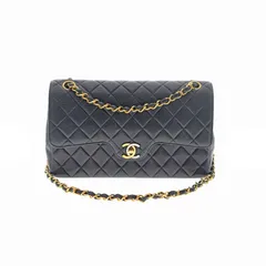 【中古】CHANEL シャネル ダブルフラップ チェーン ショルダー バッグ パリ限定 ラムスキン レディース メンズ ブラック