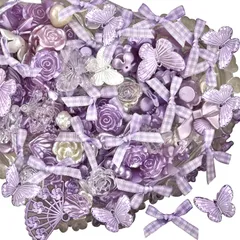 新品 樹脂デコレーション ビーズ デコパーツ ビーズ ミックス【約100gパック】樹脂部品 装飾部品 アクセサリーパーツ 装飾ビーズ 蝶 弓 花 扇などの形 手工芸品 手作り DIYクラフト 初学者 携帯電話ケース フォトフレーム ネイルデコレーション (パー