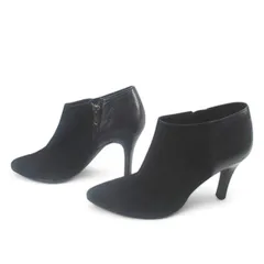 銀座かねまつ GINZA Kanematsu ブーティ コンビ ブラック 黒系 ヒール 23.0㎝ レザー スエード  日本製