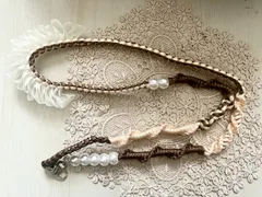 パラコード　スマホ　ショルダー　ストラップ　ハンドメイド　パールビーズ