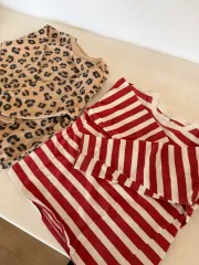 ボーダー柄/ヒョウ柄 レオパード 長袖 Tシャツ まとめ 130程度 8-10y