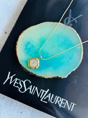 Yves Saint Laurent カサンドラロゴ ワンラウンド ネックレス ゴールド×シルバー