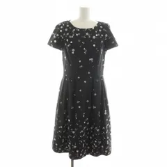 エムズグレイシー M'S GRACY ワンピース ひざ丈 半袖 花柄 38 黒 ブラック 刺繍 /RR