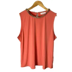 カルバンクライン CALVIN KLEIN ノースリーブ カットソー 装飾 XL オレンジ ■GY43