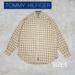 古着／80s／90s／TOMMY HILFIGER／トミーヒルフィガー／チェック／カジュアルシャツ／メンズ／Sサイズ／アイボリー／ヴィンテージ／送料込み
