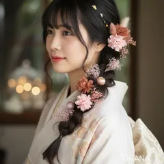 七五三　成人式　卒業式　結婚式　髪飾り　和装　袴　振袖　紫陽花　かすみ草　和玉　6本組　OHANA