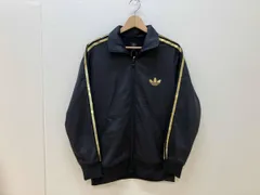 adidas アディダス トラックジャケット ジャージ ブルゾン M JD1036 黒 ブラック ゴールド 刺繍ロゴ 毛玉有り メンズ アウター