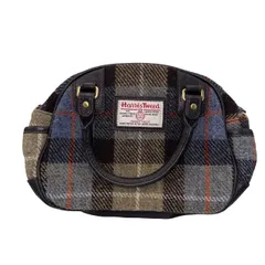  Harris Tweed（ハリスツイード）BRITISH GREEN（ブリティッシュグリーン）ミニボストンバッグ（ハンドバッグ ブラウンレザーゴールド（真鍮色）  【ZK59】のサムネイル