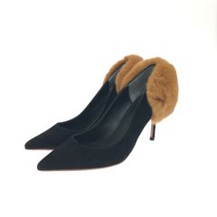靴 【美品】TSURU by MARIKO OIKAWA リアルファー付き ハイヒール 