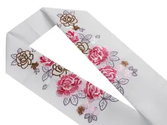 【商品名】《送料無料》豪華刺繍半襟　薔薇（ワイン系）　ポリ素材　縮緬素地　振袖に最適　新品　Shops012501