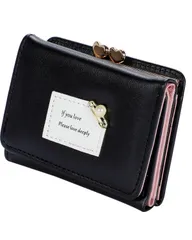 [MARIYU] ミニ財布 レディース 三つ折り がまぐち 小銭入れ 女の子 ウォレット (ブラック) [ブラック]