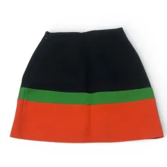 美品　22SS 伊製 Christian Dior クリスチャン ディオール 221J36B1162 カラーブロック シルク混 台形 ミニスカート マルチカラー　ブラック　グリーン　オレンジ　サイズ38