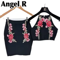 【美品】AngelR スカートセットアップ 花柄刺繍 S キャバドレス
