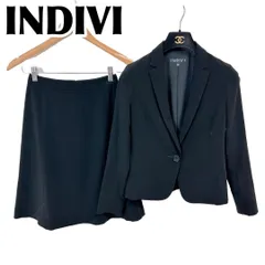 【美品】INDIVI スカートセットアップ スーツ 3 ストレッチ素材 黒