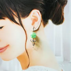 イヤリング　クラシックパール・リボンドロップ　リボンパーツ　パール　ミントグリーン　同窓会　デート　大人可愛い　結婚式　卒業式　入学式　送料無料