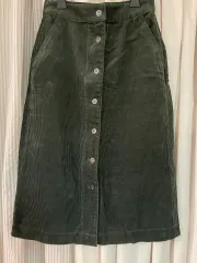 ユニクロ ダークグリーン コーデュロイ スカート s